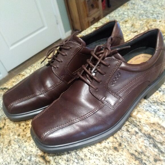 Mens Ecco Lace Up Brown Dress Work Shoes Size 43 (10 US) EUC - Picture 4 of 12